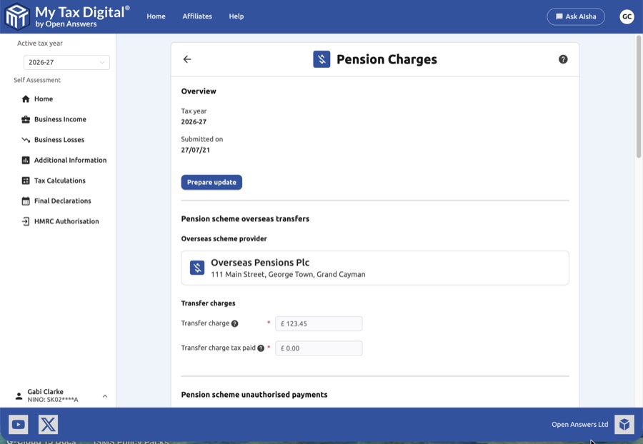 Pension charges overview