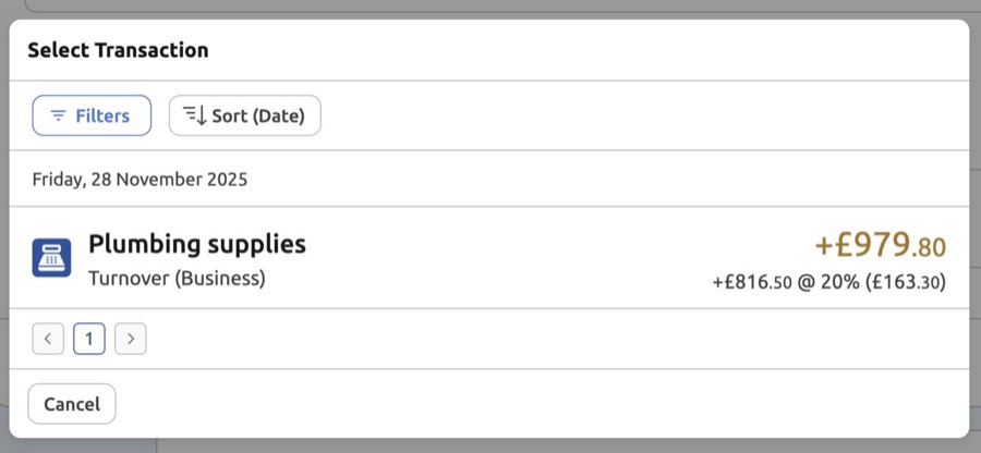 My Tax Digital E-Invoice matching transactions